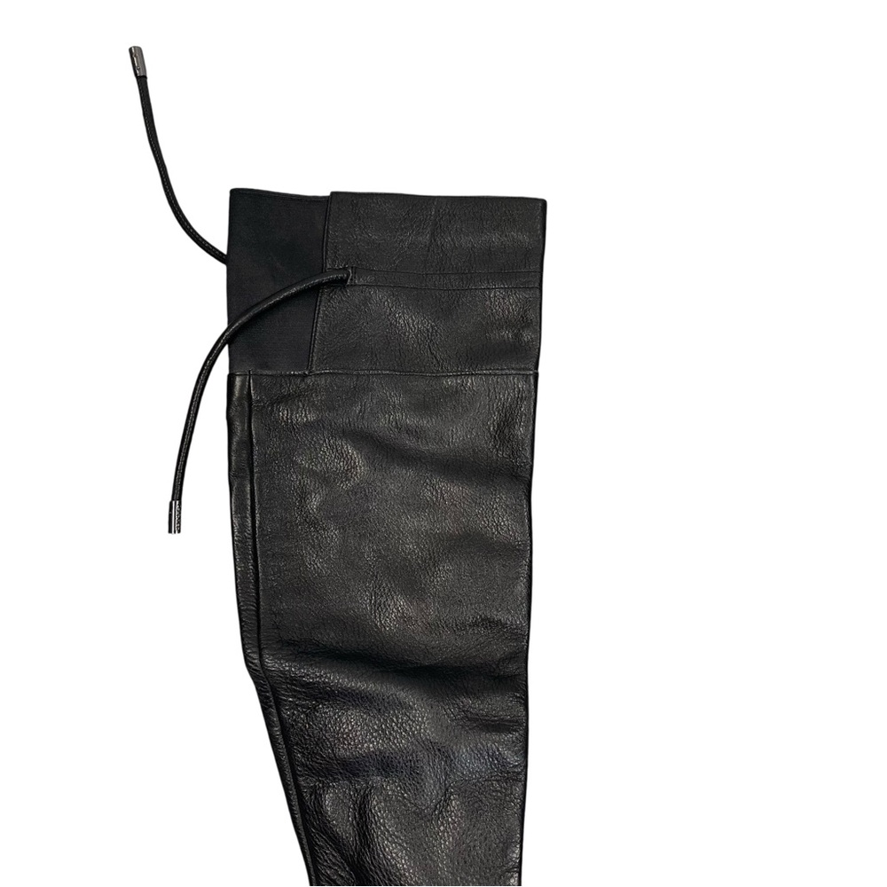 Calvin Klein Brynn Boots Thigh High Black Leather 7 OTK Designer - Picture 4 of 8